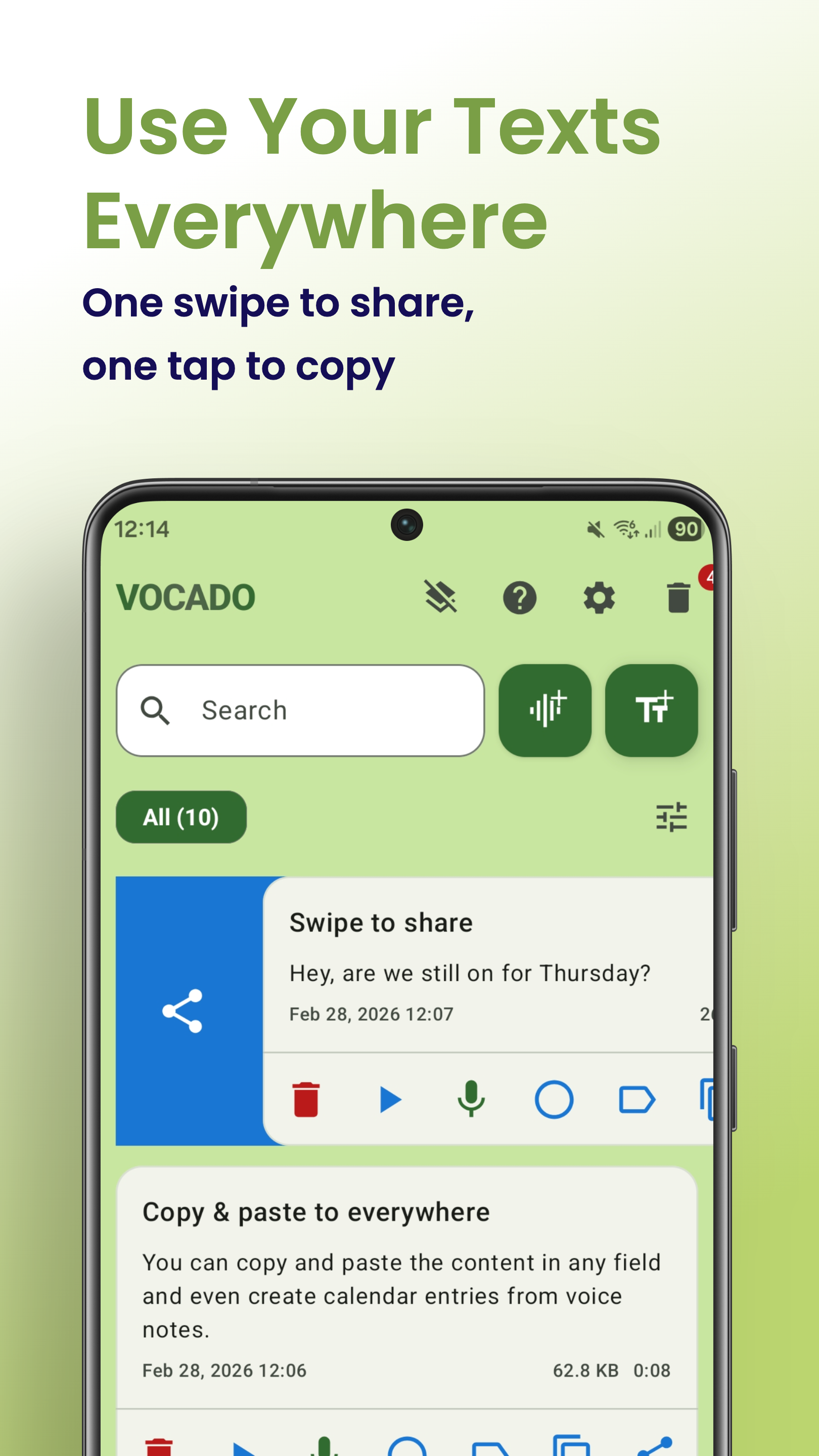 Swipe to share anywhere